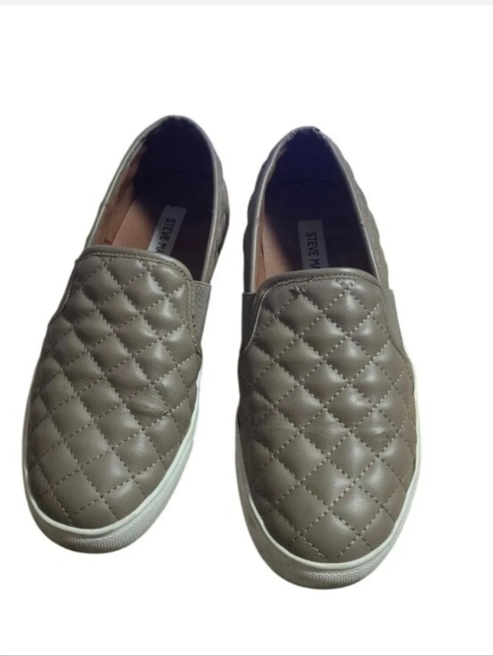 Steve Madden Quilted Slip-On Loafers in Taupe